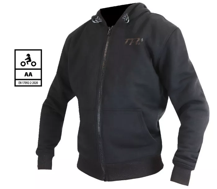 Trilobite Binder riding hoodie with zip men black vel. M