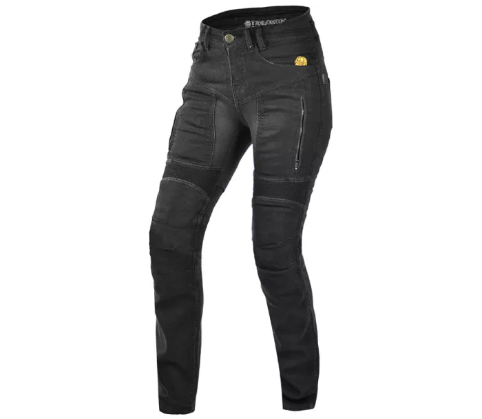 Damskie jeansy motocyklowe Kevlar Trilobite Parado slim fit czarne poziom 2 rozmiar 34