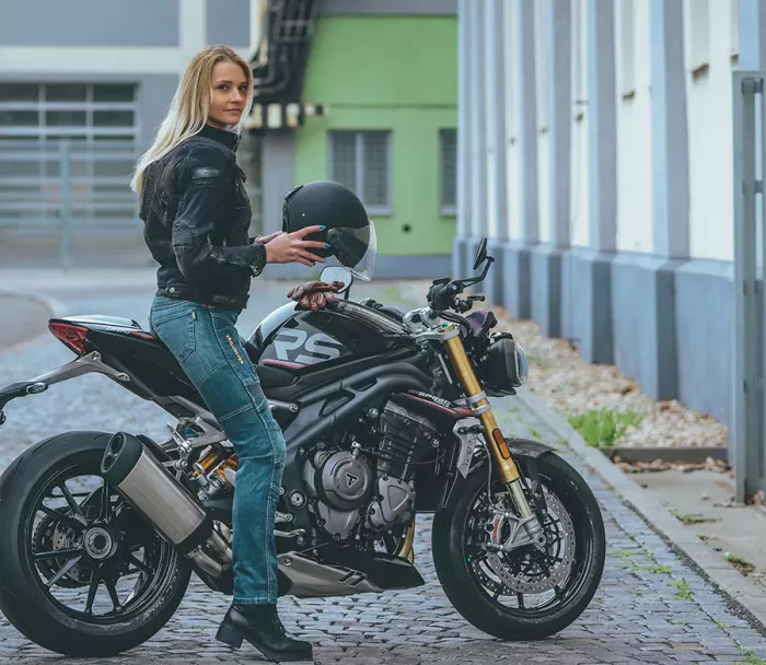 Damskie jeansy motocyklowe Kevlar Trilobite Parado slim fit poziom 2 rozmiar 26