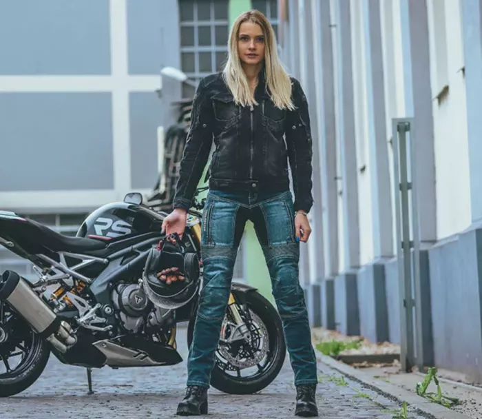 Damskie jeansy motocyklowe Kevlar Trilobite Parado slim fit poziom 2 rozmiar 26