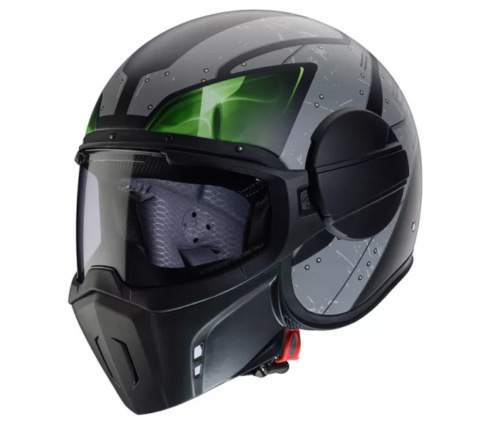 Kask otwarty Caberg Ghost X Vyrus matt black/grey/green fluo