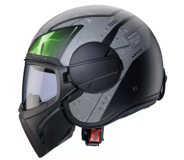 Kask otwarty Caberg Ghost X Vyrus matt black/grey/green fluo