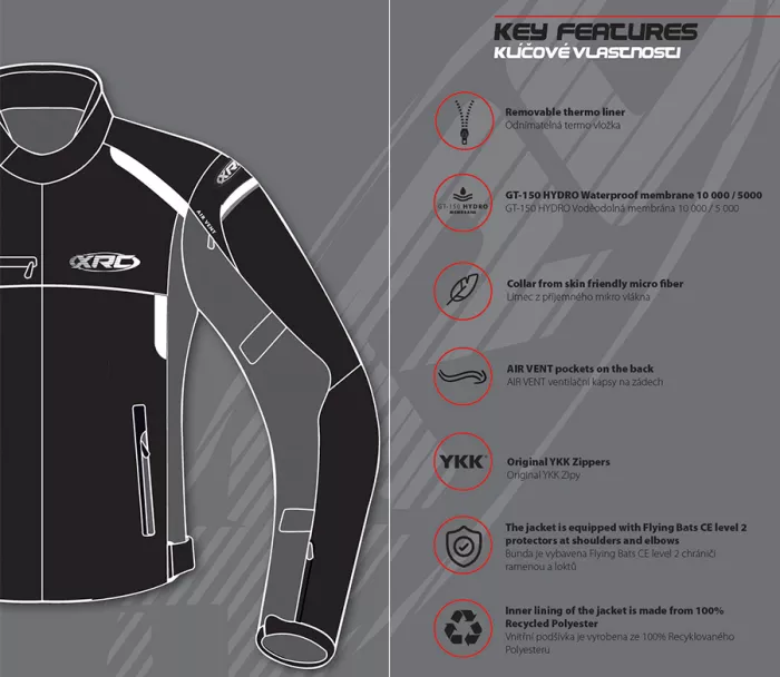Damska kurtka motocyklowa XRC Totter WTP blk / szara / fluo